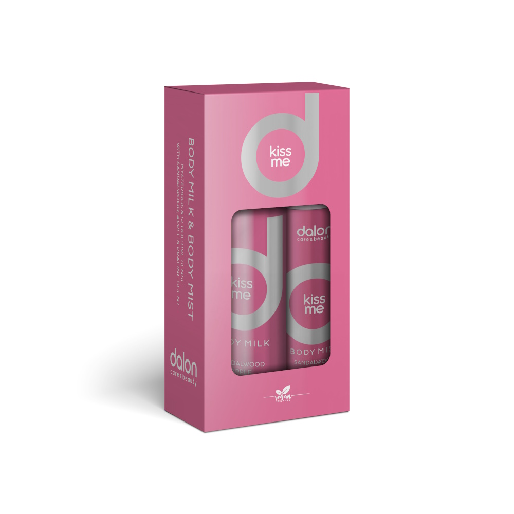 DALON BODY MIST 100ML + MILK 200ML_KISS ME_GIFT BOX
