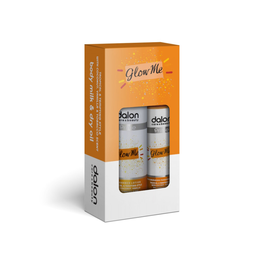 DALON PRIME DRY OIL 100ML + BODY MILK 200ML_GLOW ME_GIFT BOX